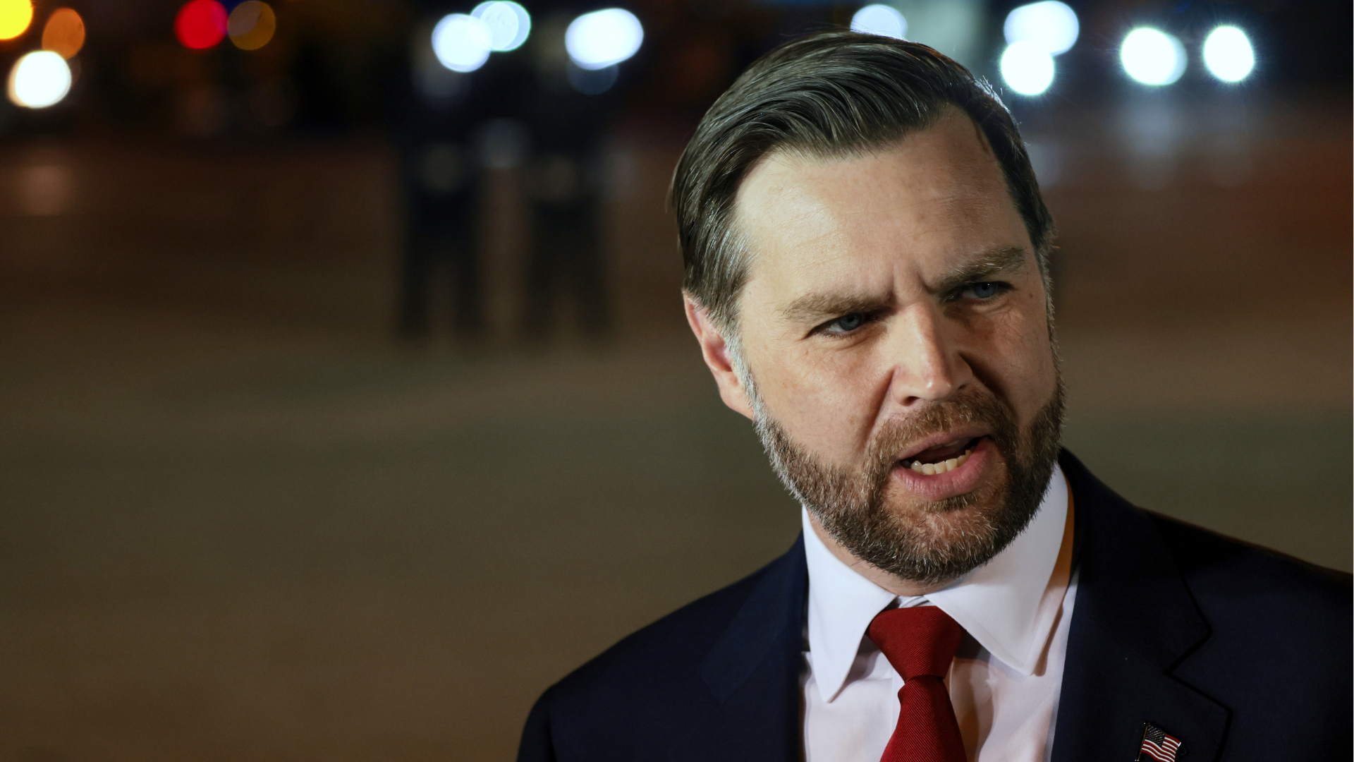 Vice President JD Vance speaks to reporters at Budapest Ferenc Liszt International Airport in Budapest, Hungary, Wednesday, April 8, 2026.