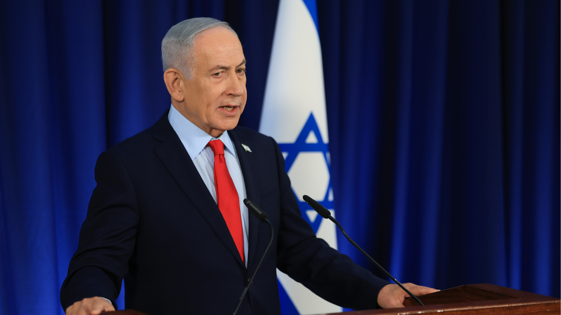 Israeli Prime Minister Benjamin Netanyahu speaks during a press conference in Jerusalem, Thursday, March 19, 2026.