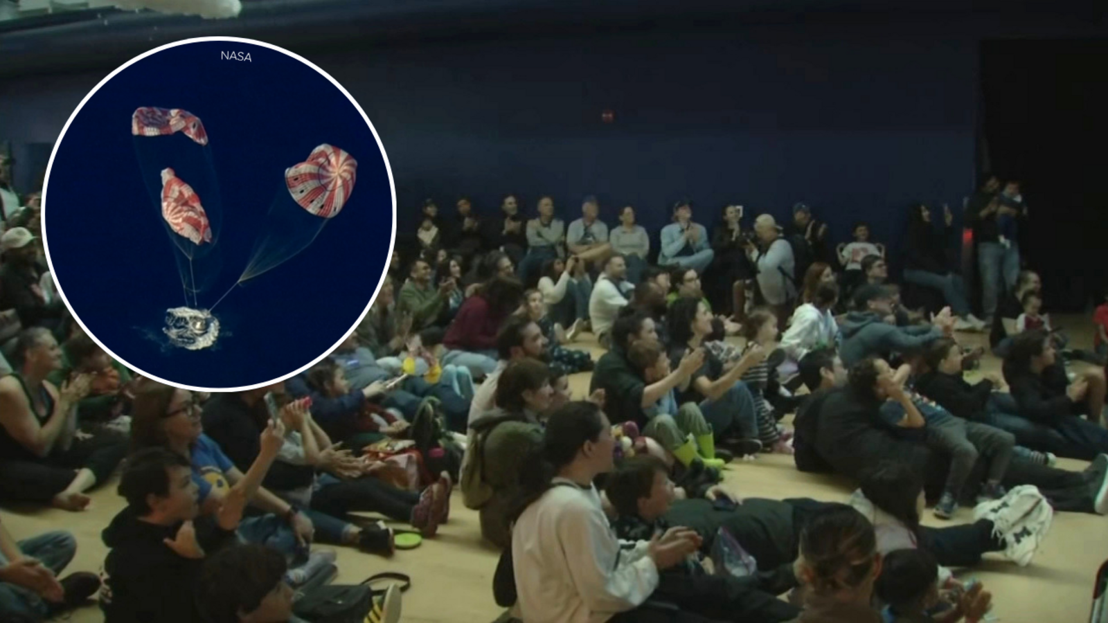Bay Area fans celebrate Artemis II splashdown with a roar at Chabot Space Center in Oakland