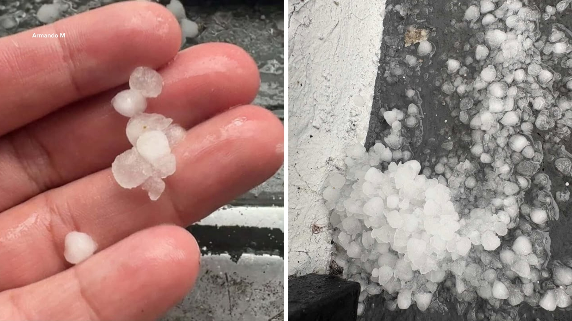 An Eyewitness News viewer shared a photo of hail in the North Hills area of Los Angeles
