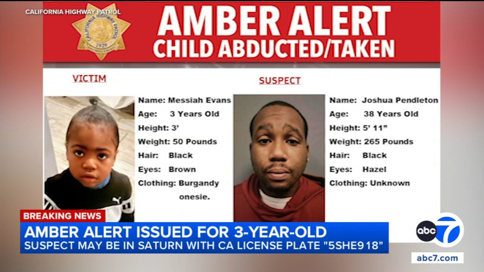 Amber Alert issued for abducted 3-year-old boy last seen in Los Angeles Amber Alert issued for abducted 3-year-old boy last seen in Los Angeles