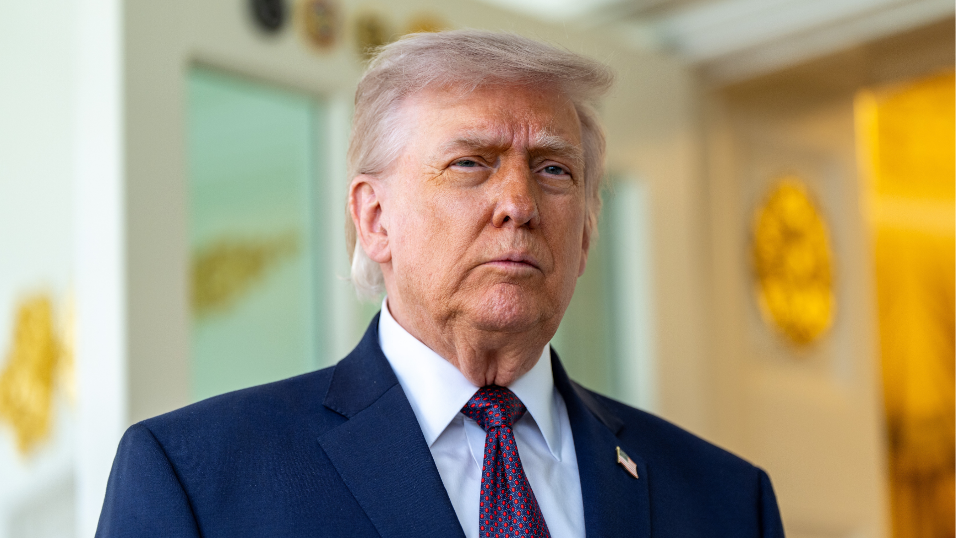 President Donald Trump speaks with reporters outside the Oval Office of the White House, Monday, April 13, 2026, in Washington.