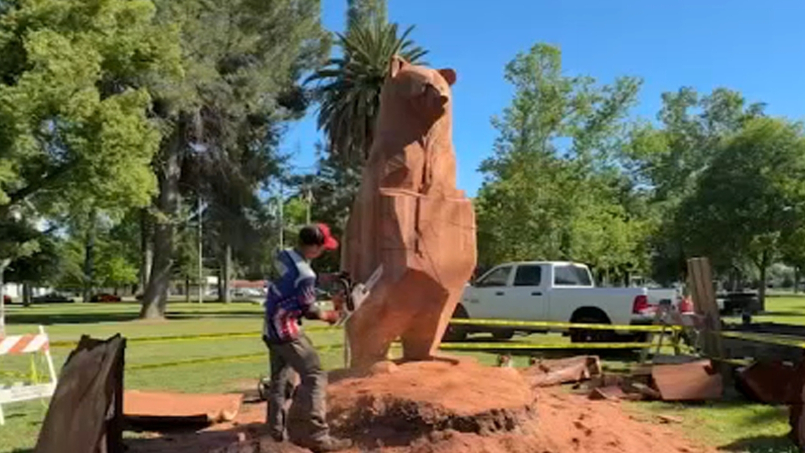 Century-old Merced courthouse redwood reborn as bear sculpture