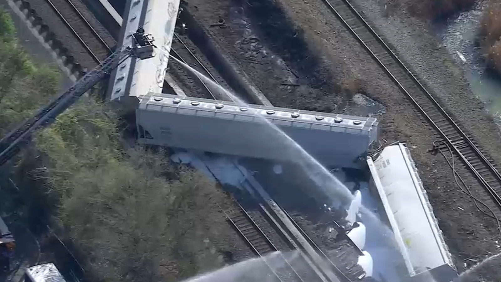 Cleanup continues after freight train derails in North Bergen, spilling flammable liquid
