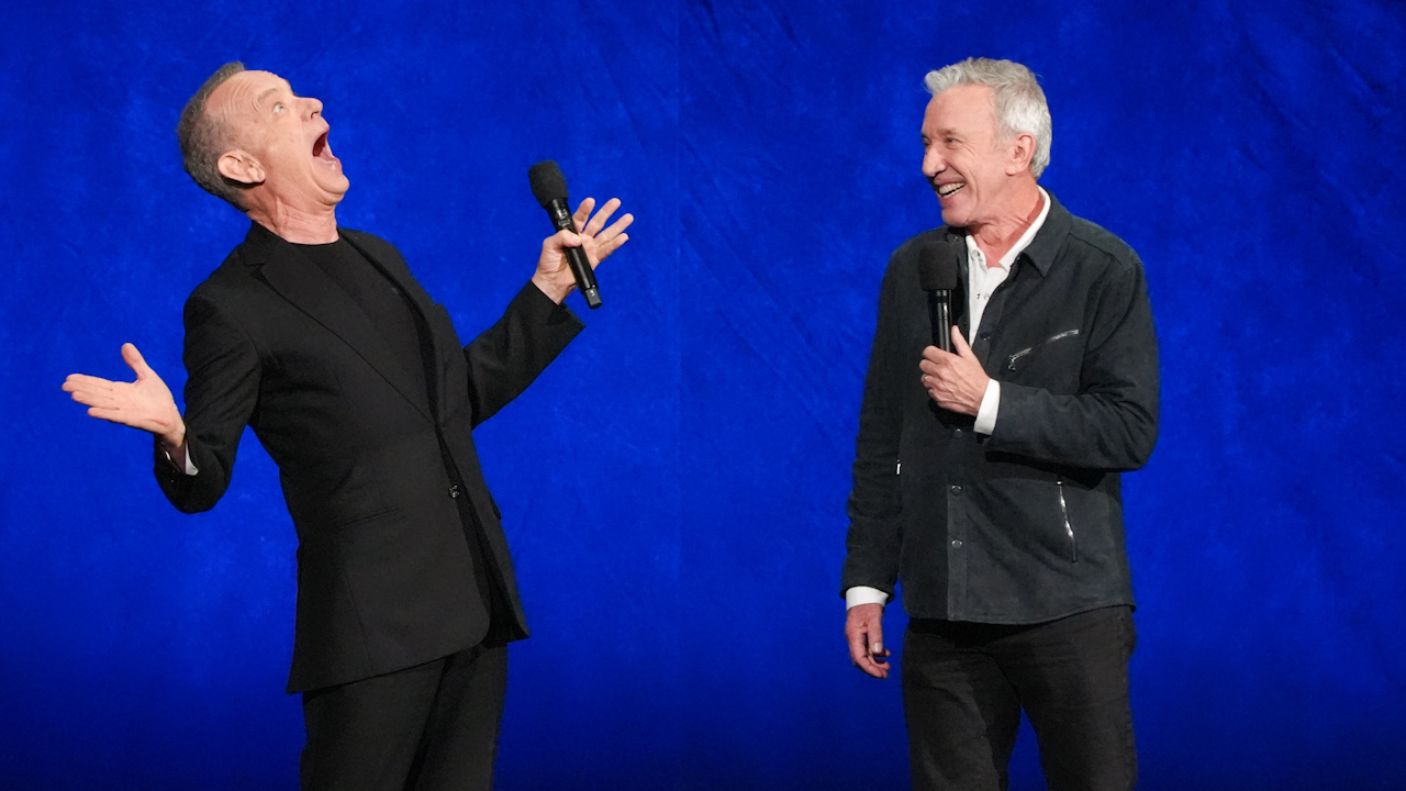 "Toy Story 5" stars Tom Hanks and Tim Allen are pictured at the Walt Disney Studios presentation at CinemaCon in Las Vegas on April 16, 2026.