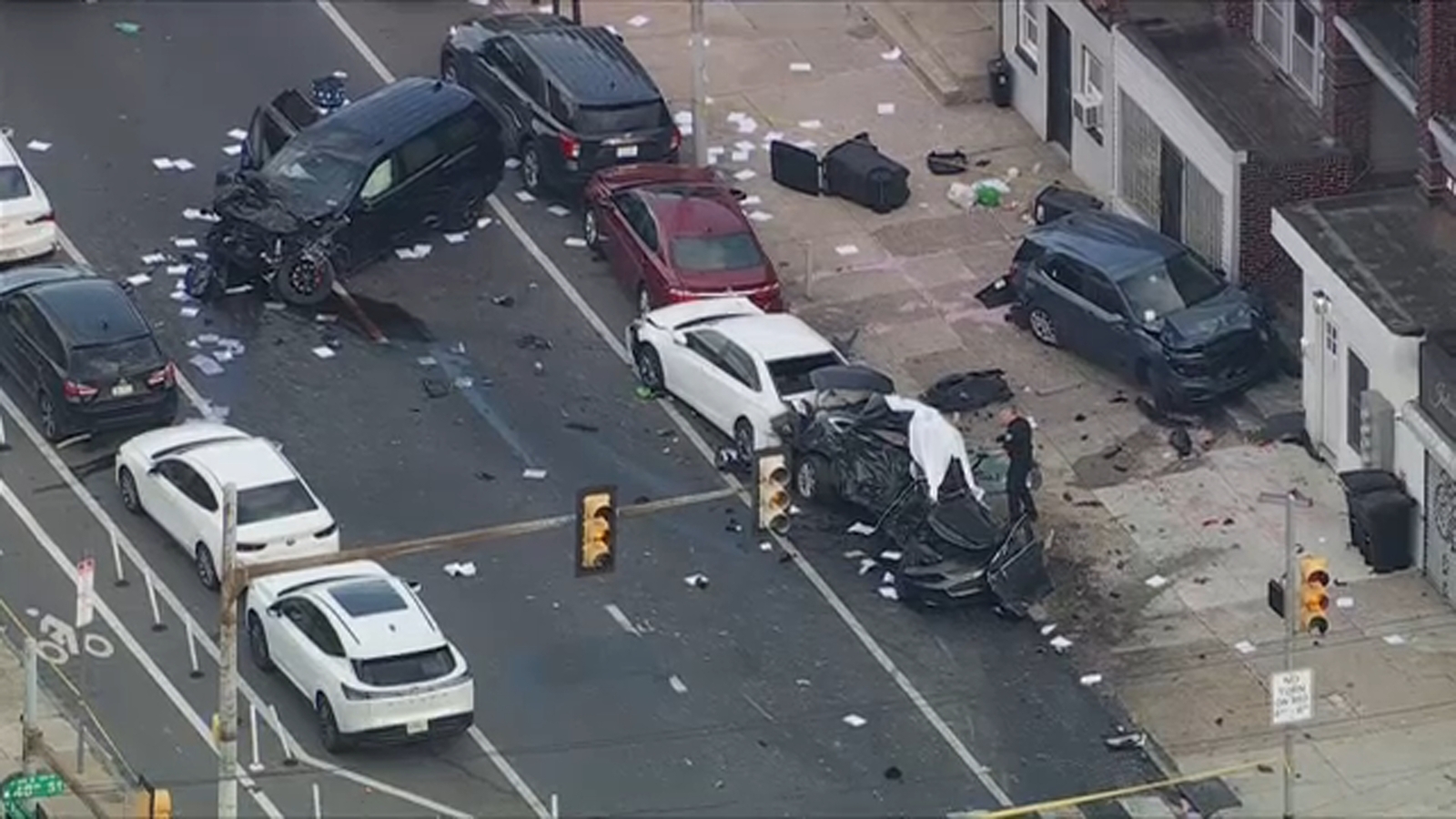 Person and dog killed after vehicle t-boned by speeding SUV in West Philadelphia