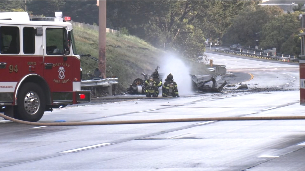 Car fire shuts down northbound 280 in Daly City