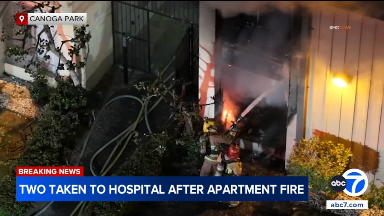 2 injured after fire breaks out at apartment building in Canoga Park ...