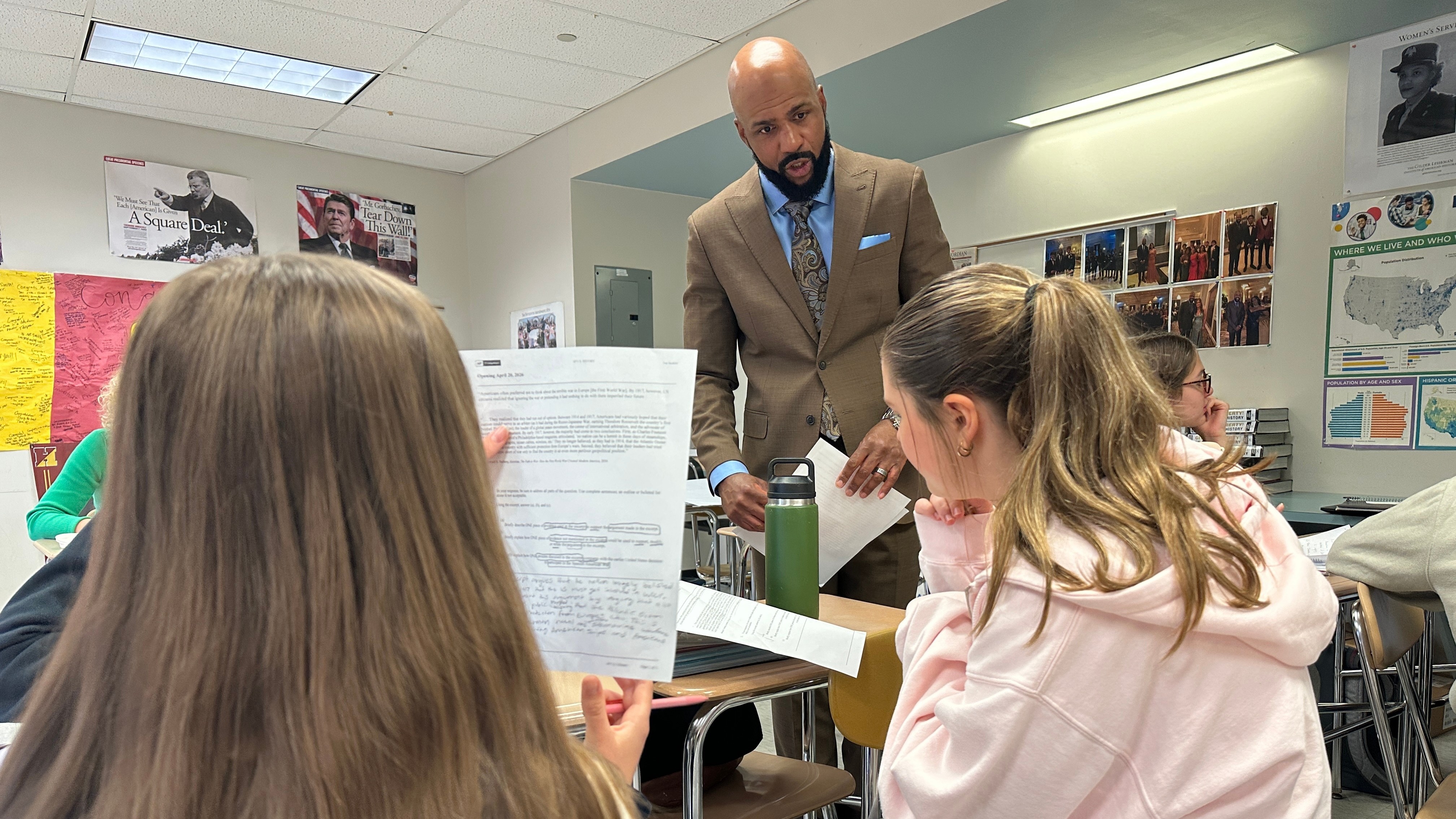 Leon Smith, named the 2026 National Teacher of the Year, talks to students inhis classroom at Haverford High School, in Havertown, Pa. on Monday, April 20, 2026.