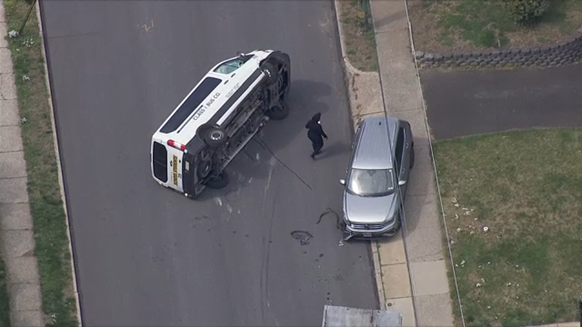 Chopper 6 was over the scene of a crash involving a student transport van in Cheltenham, Pa.