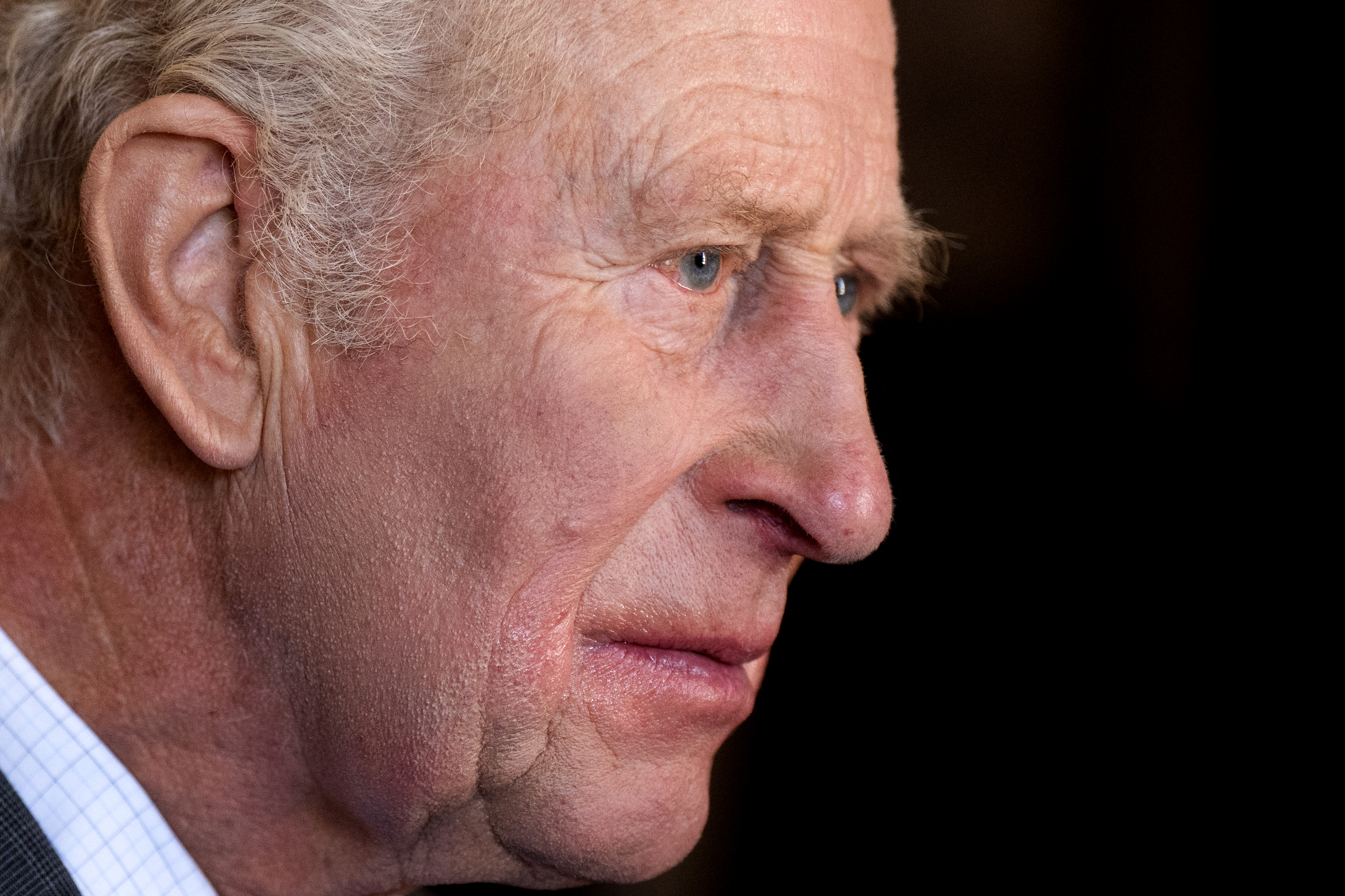 Britain's King Charles III meets firefighters and frontline workers who assisted in managing the Glasgow Central Station fire in Scotland on April 22, 2026.