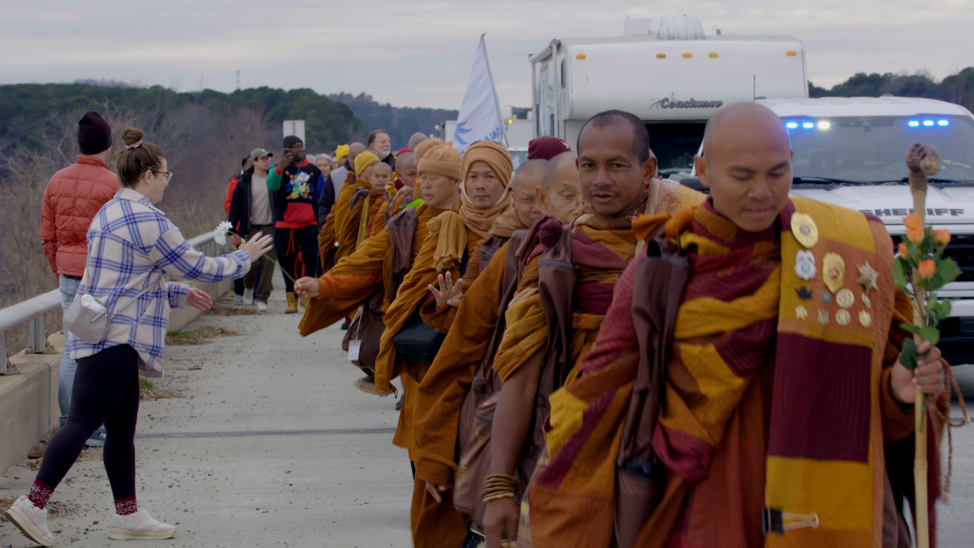 Throughout the 108-day pilgrimage, the monks offered blessings to people who lined the route from Texas to Washington.