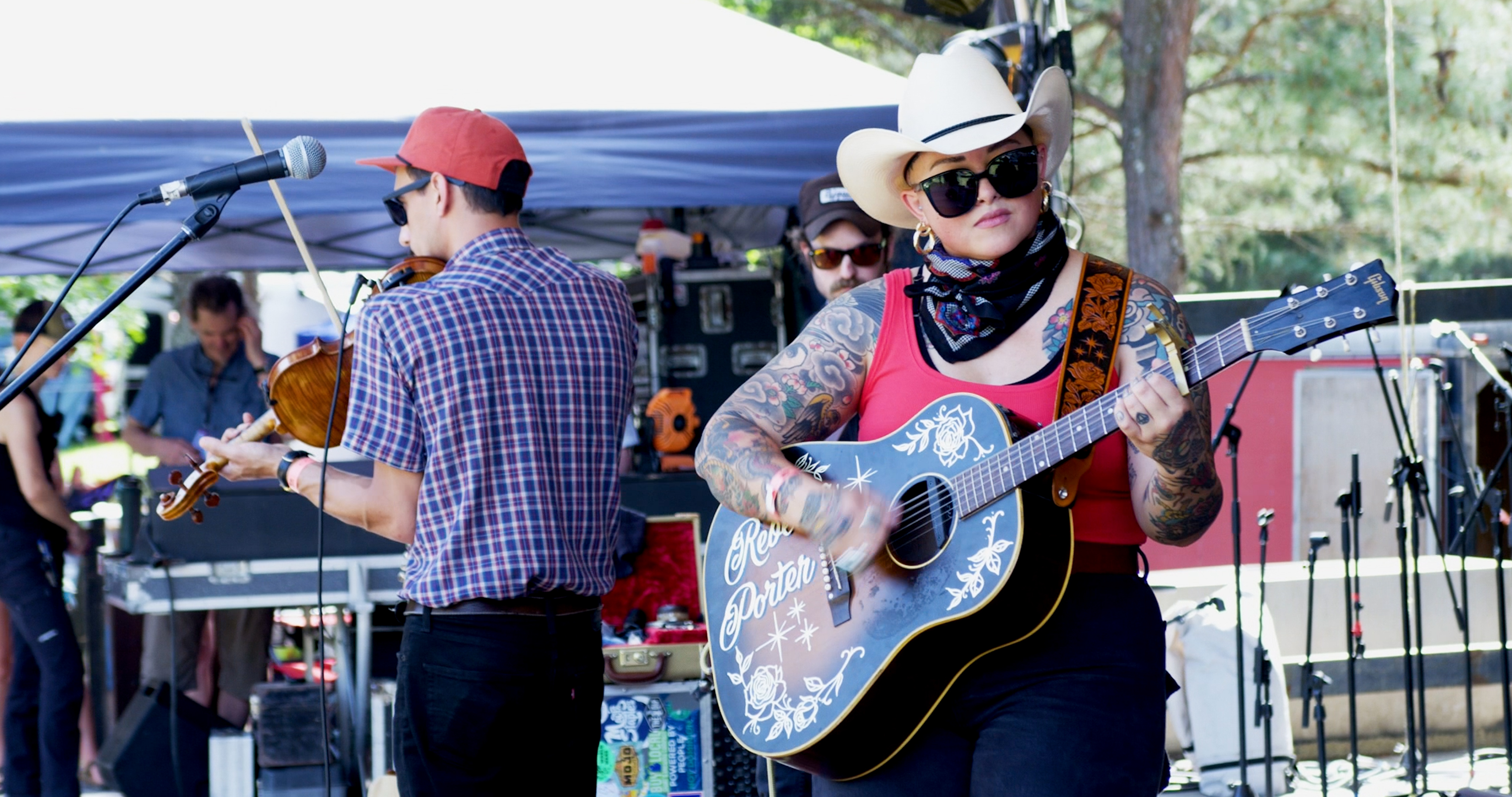 A musician performs during Shakori Hills GrassRoots Festival of Music and Dance.