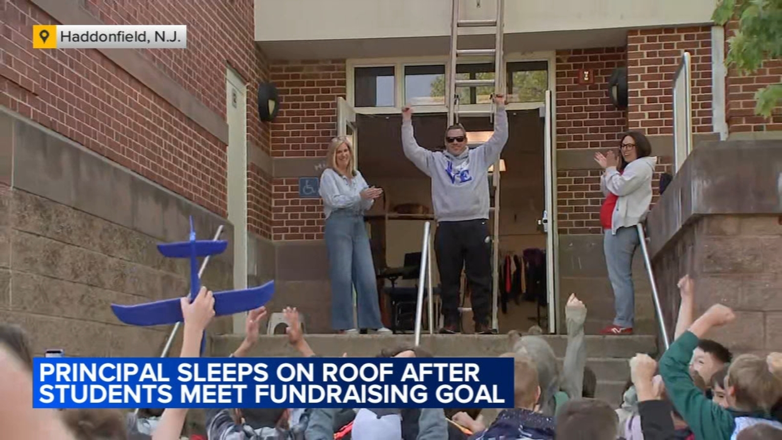 Principal sleeps on roof after students meet fundraising goal