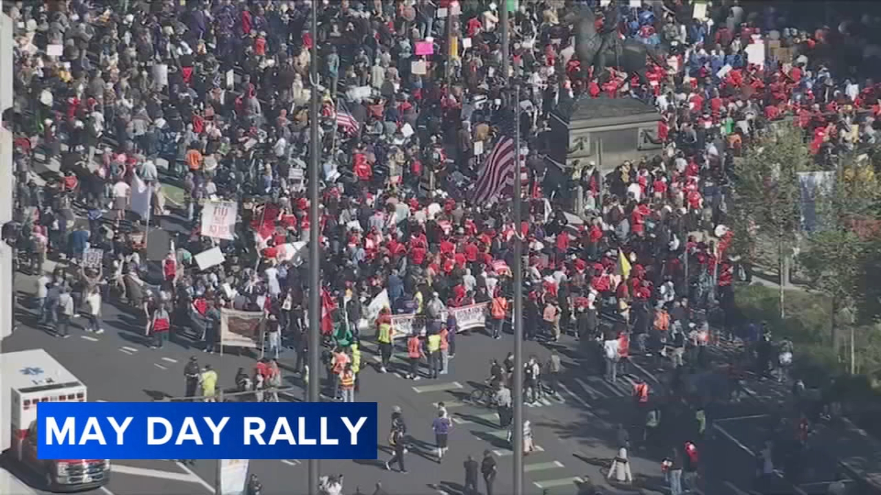 Thousands march through Center City for May Day rally