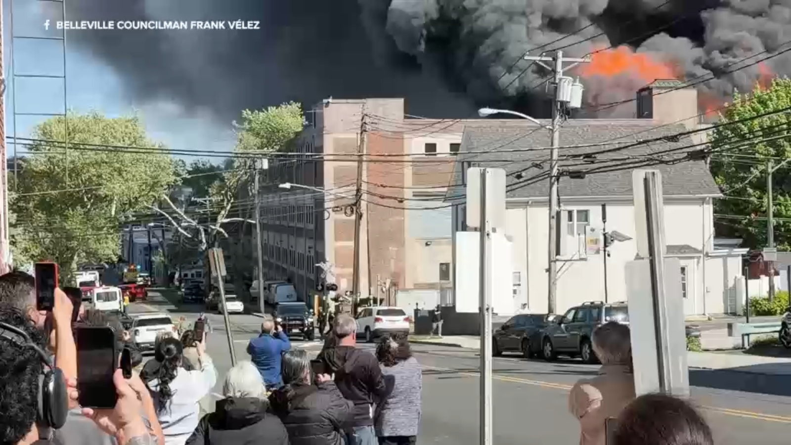 Dangerous warehouse fire consumes entire block in Belleville, New Jersey; families evacuated