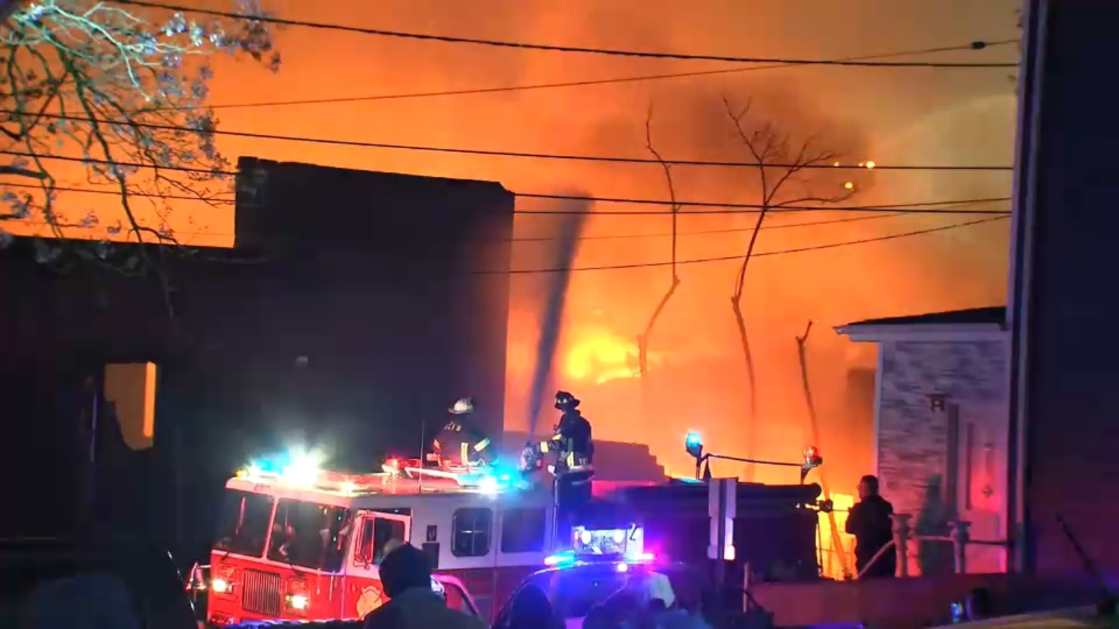 Firefighters battle massive warehouse fire that consumed entire block in Belleville, New Jersey