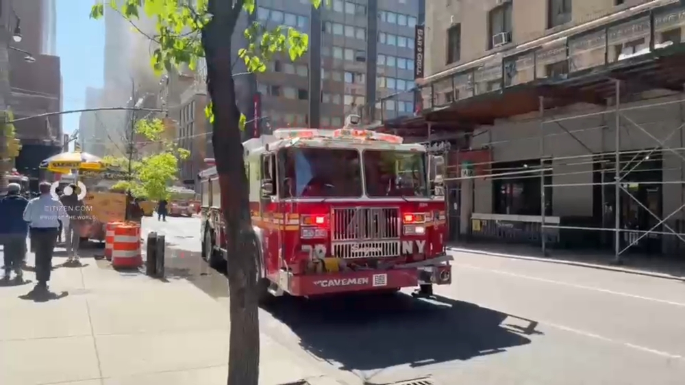 Two alarm fire burning at the Eugene O'Neill Theatre
