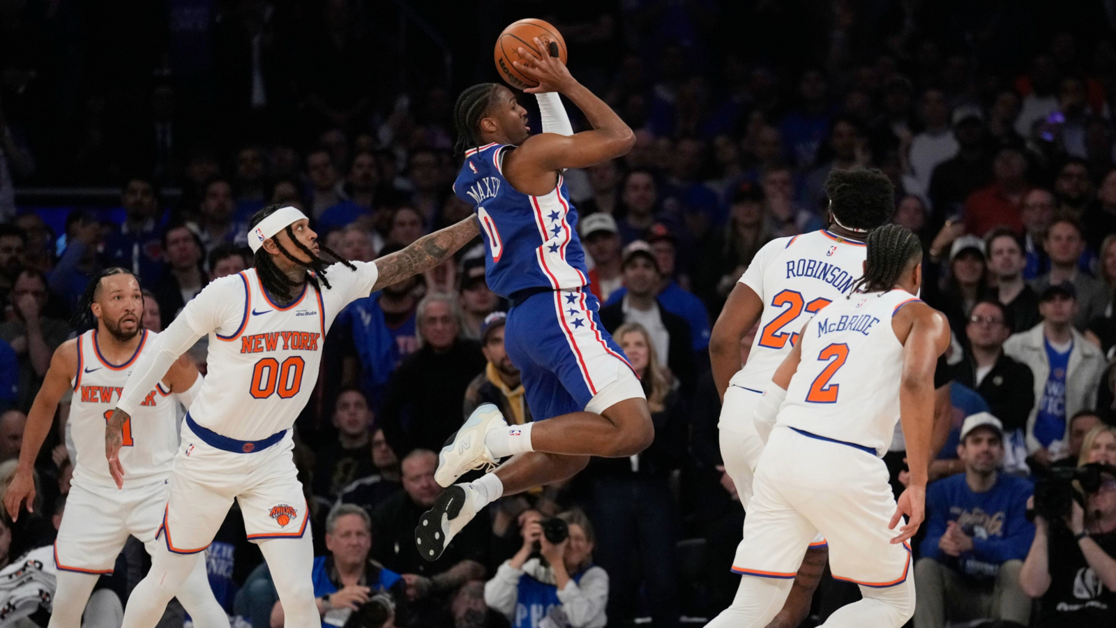 Knicks crush the 76ers 137-98 to start the second round