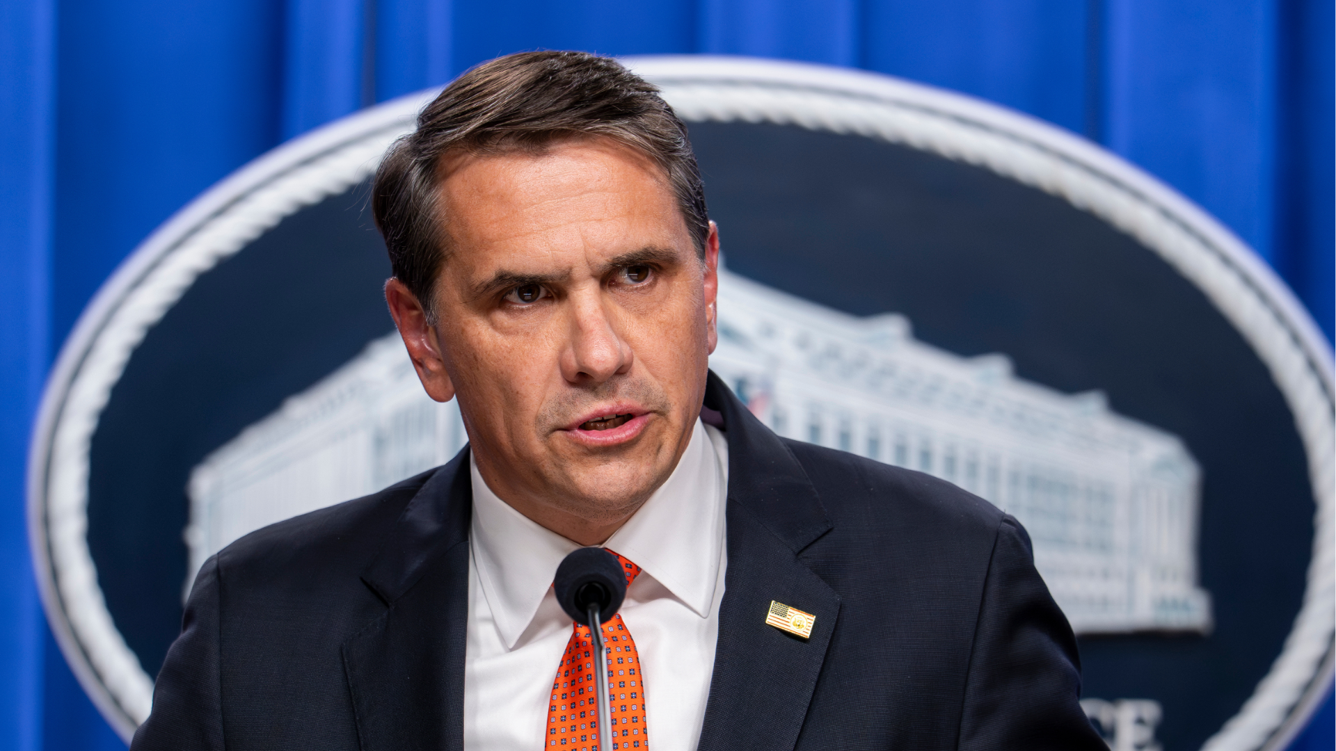 FILE - Acting Attorney General Todd Blanche holds a news conference at the Justice Department in Washington, Tuesday, April 7, 2026. 