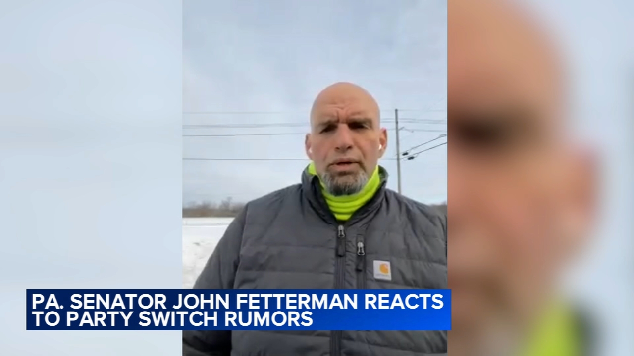 Pennsylvania Senator John Fetterman reacts to party switch rumors