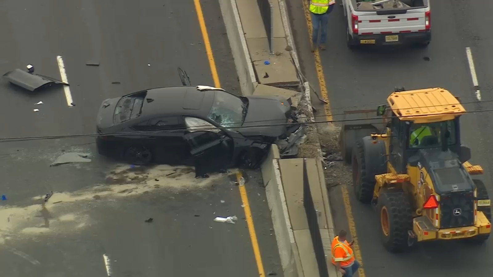 Two hurt after car crash into barricade in North Plainfield
