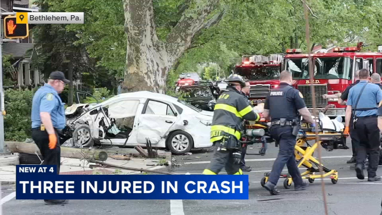 Three people injured following serious crash in Bethlehem, Pa.