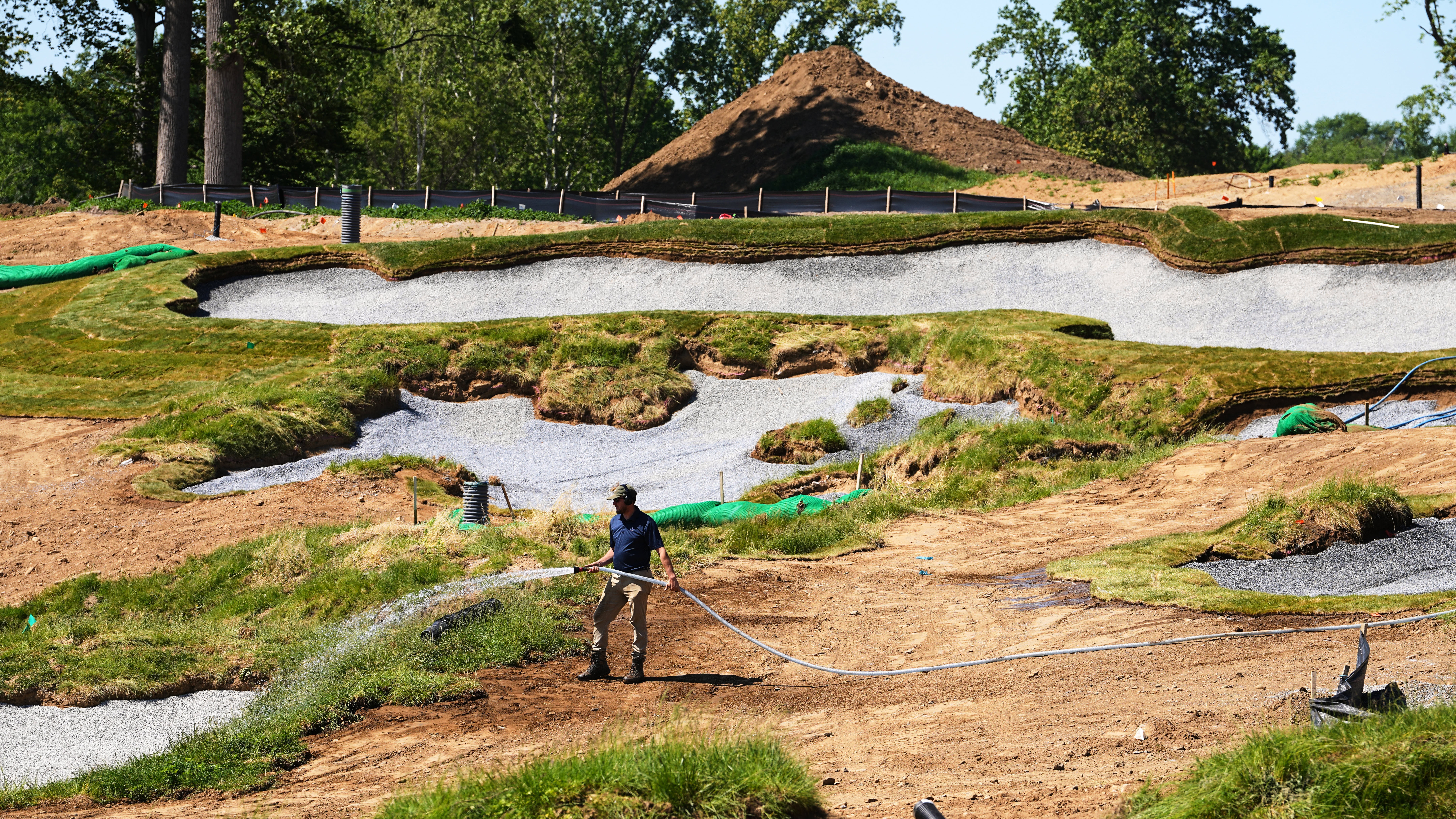 Construction is under way at the Cobbs Creek Golf Club in Philadelphia, Tuesday, May 12, 2026.