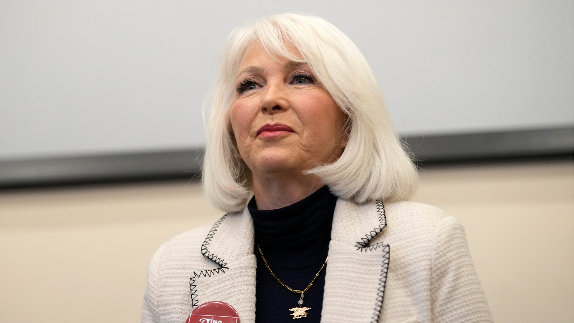 FILE - Candidate Tina Peters speaks during a debate for the state leadership position, Feb. 25, 2023, in Hudson, Colo.