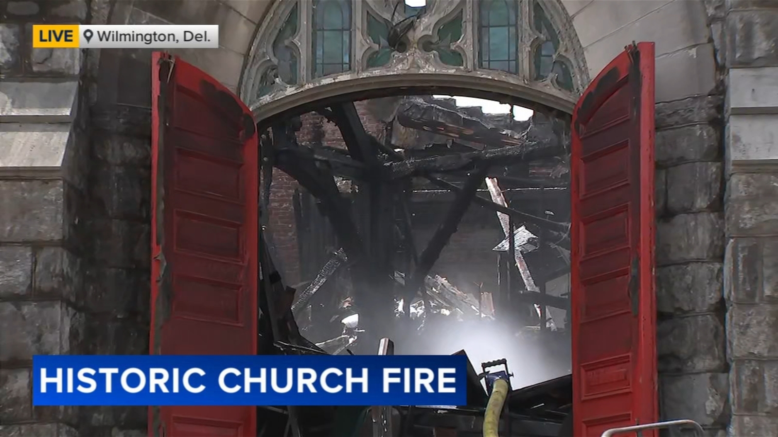 Fire destroys historic church in Wilmington, injures two firefighters