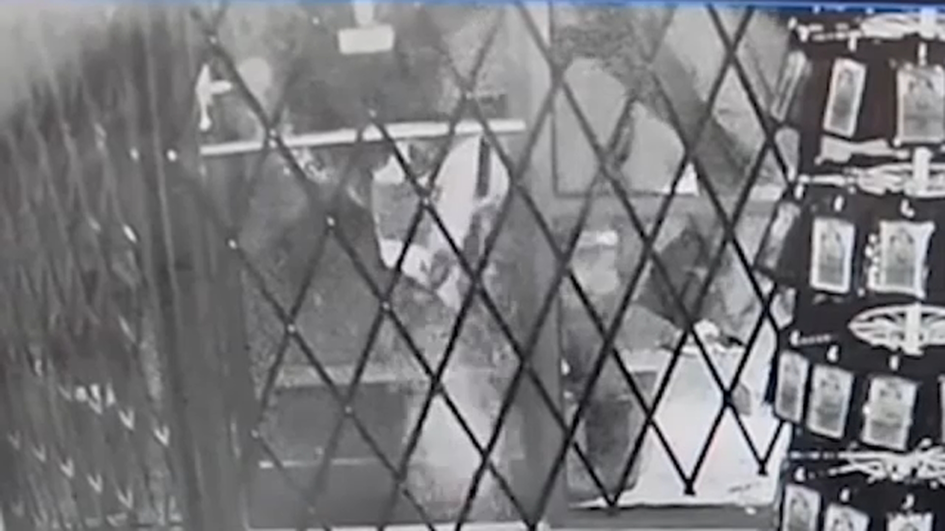Surveillance video showed a person breaking the glass on the store's front door.