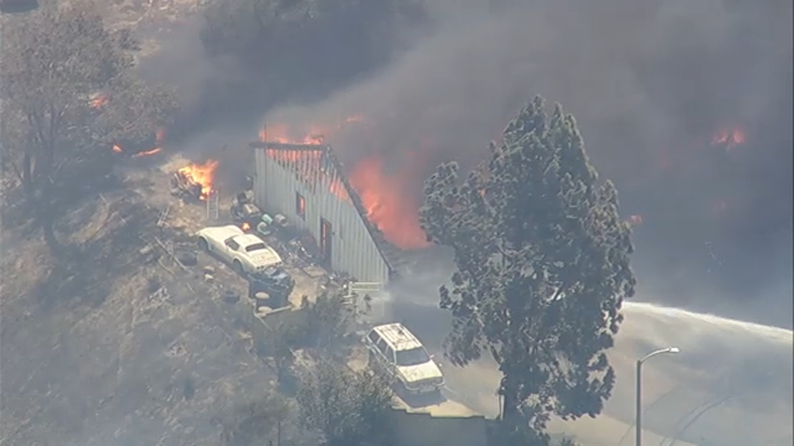 AIR7 video shows house destroyed in Simi Valley Sandy Fire