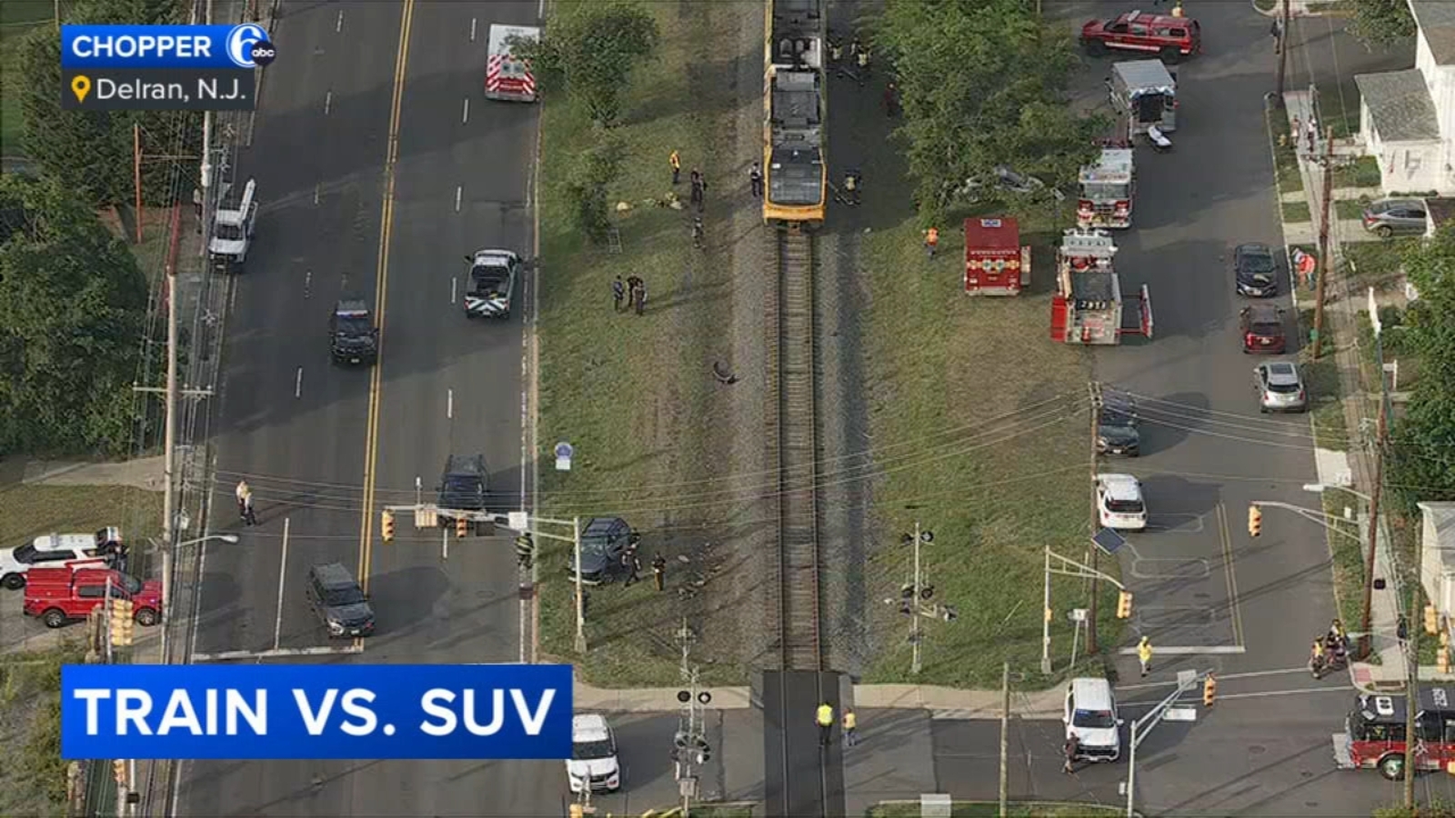 SUV collides with NJ Transit River Line train