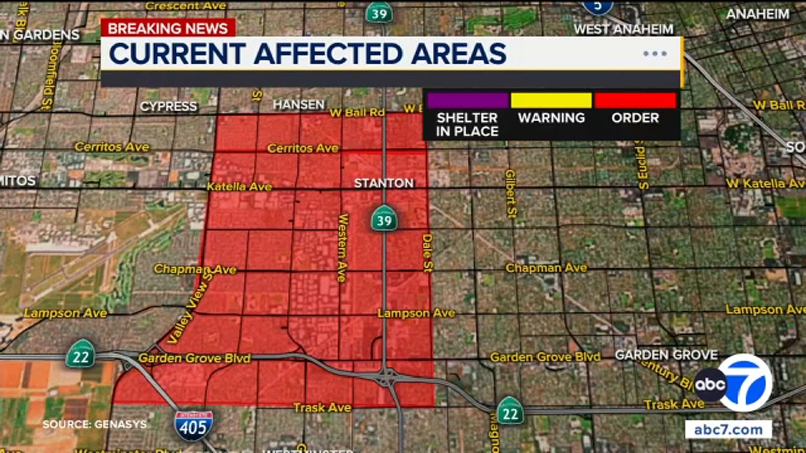 Small portions of West Anaheim, Cypress included in evacuation zone