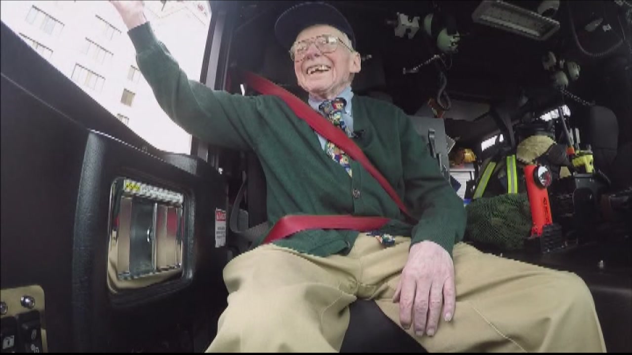 Man fulfills dream of becoming firefighter on 97th birthday