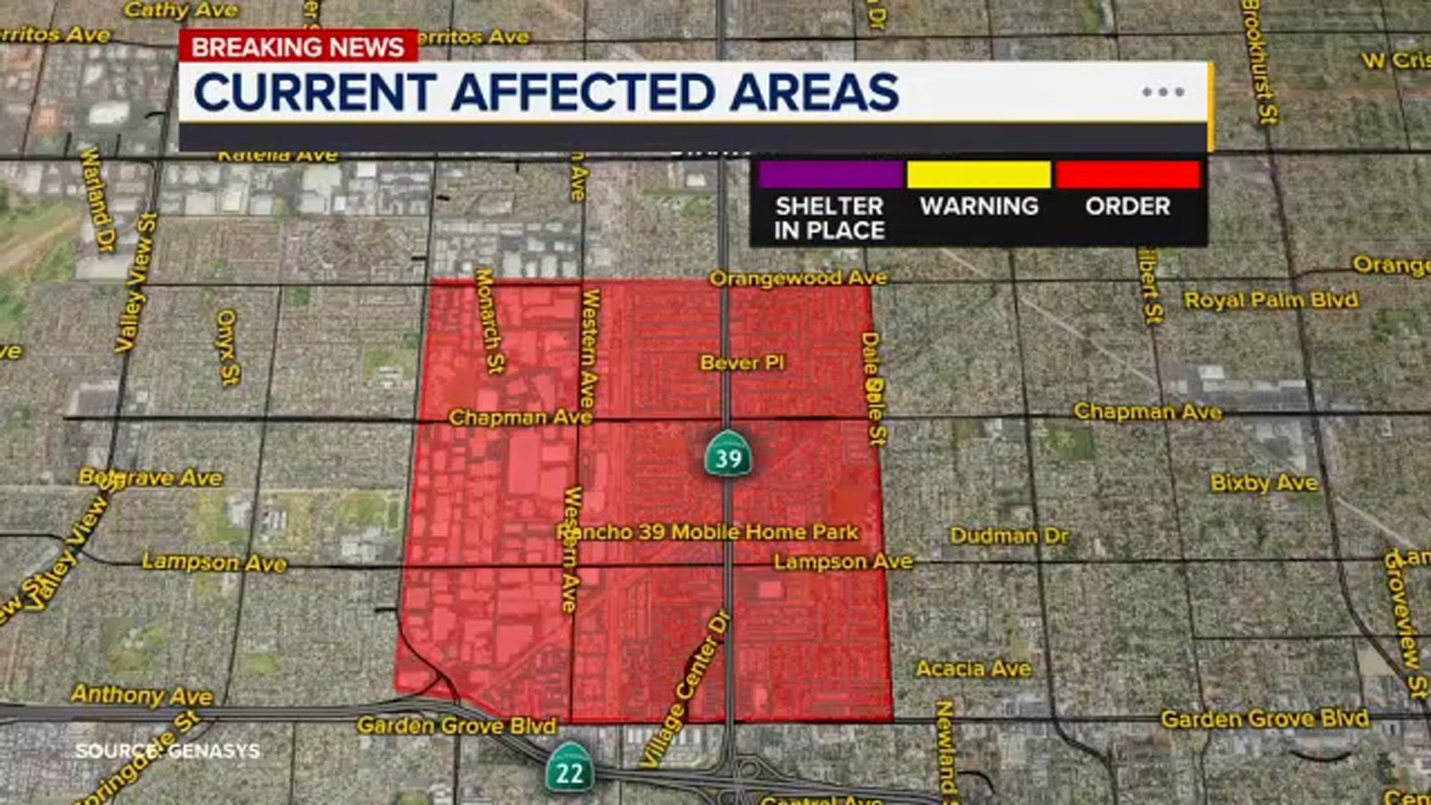 Map shows reduced evacuations impacting 16,000 Orange County residents ...