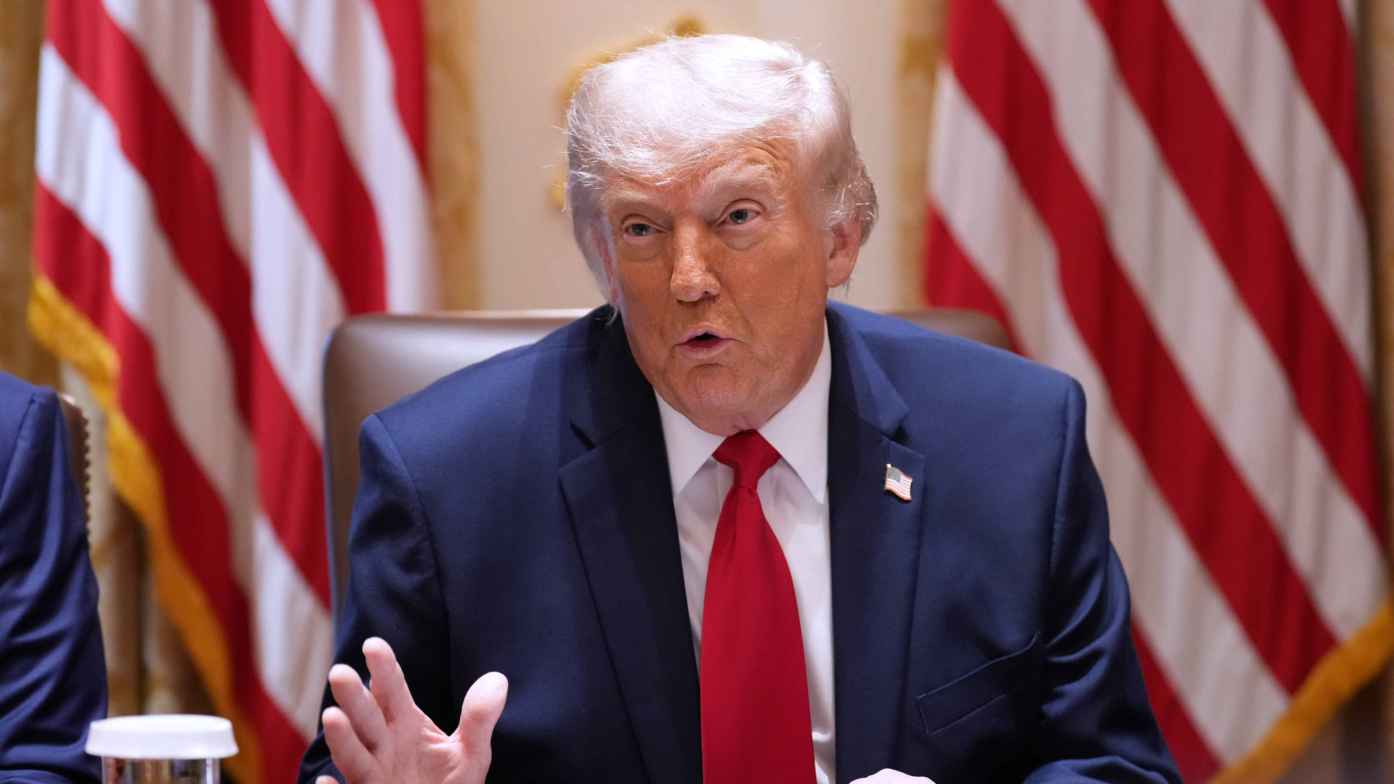 President Donald Trump speaks during a Cabinet meeting at the White House, Wednesday, May 27, 2026, in Washington.
