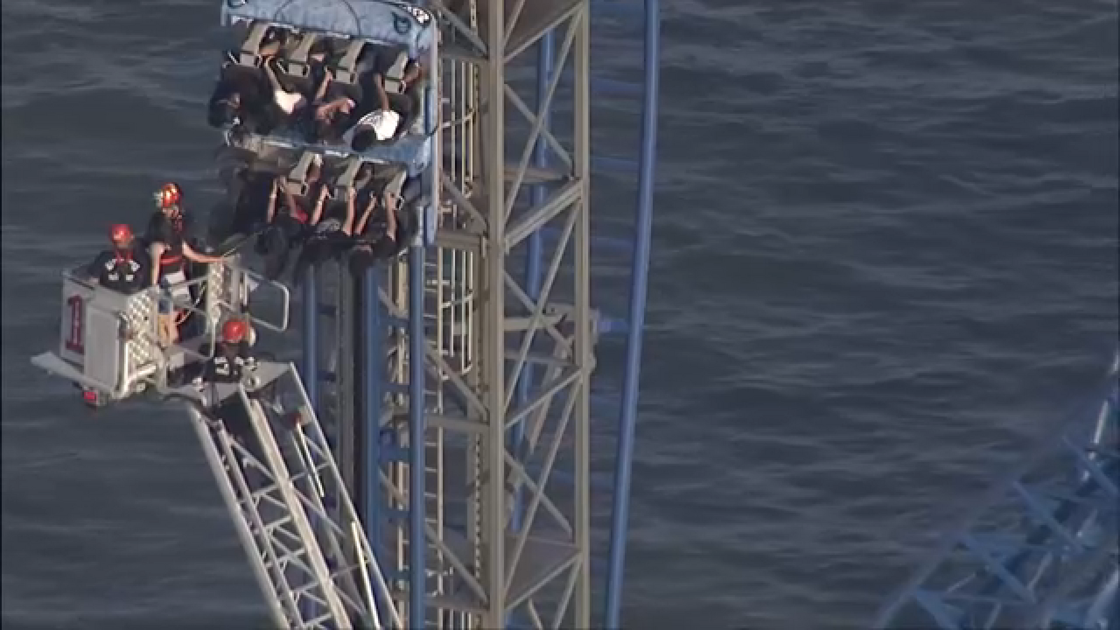 Galveston Pleasure Pier roller coaster stopped, rider rescue underway, SkyEye13 shows