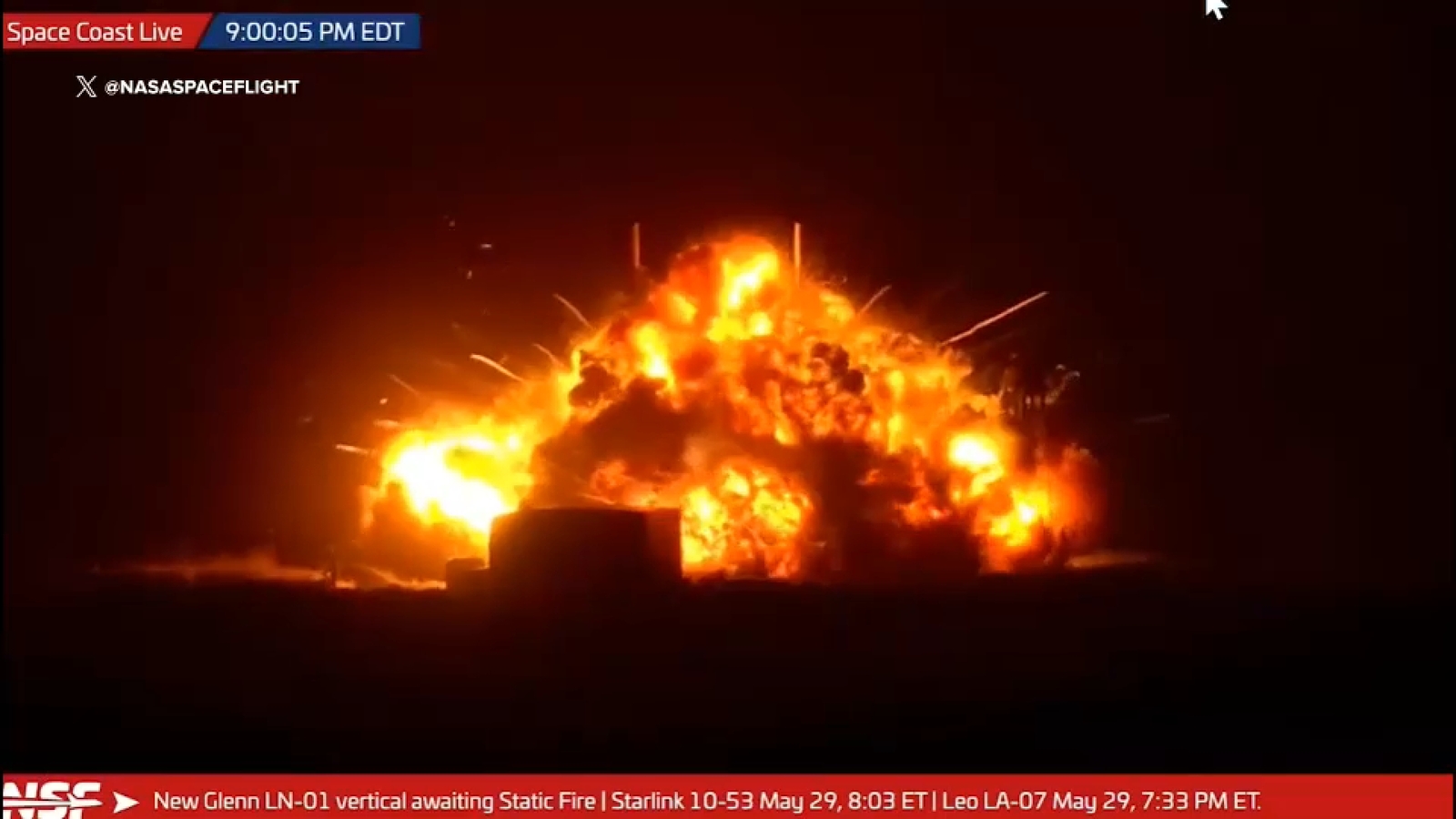 Blue Origin New Glenn Rocket apparently explodes during static fire test in Florida Blue Origin New Glenn Rocket apparently explodes during static fire test in Florida