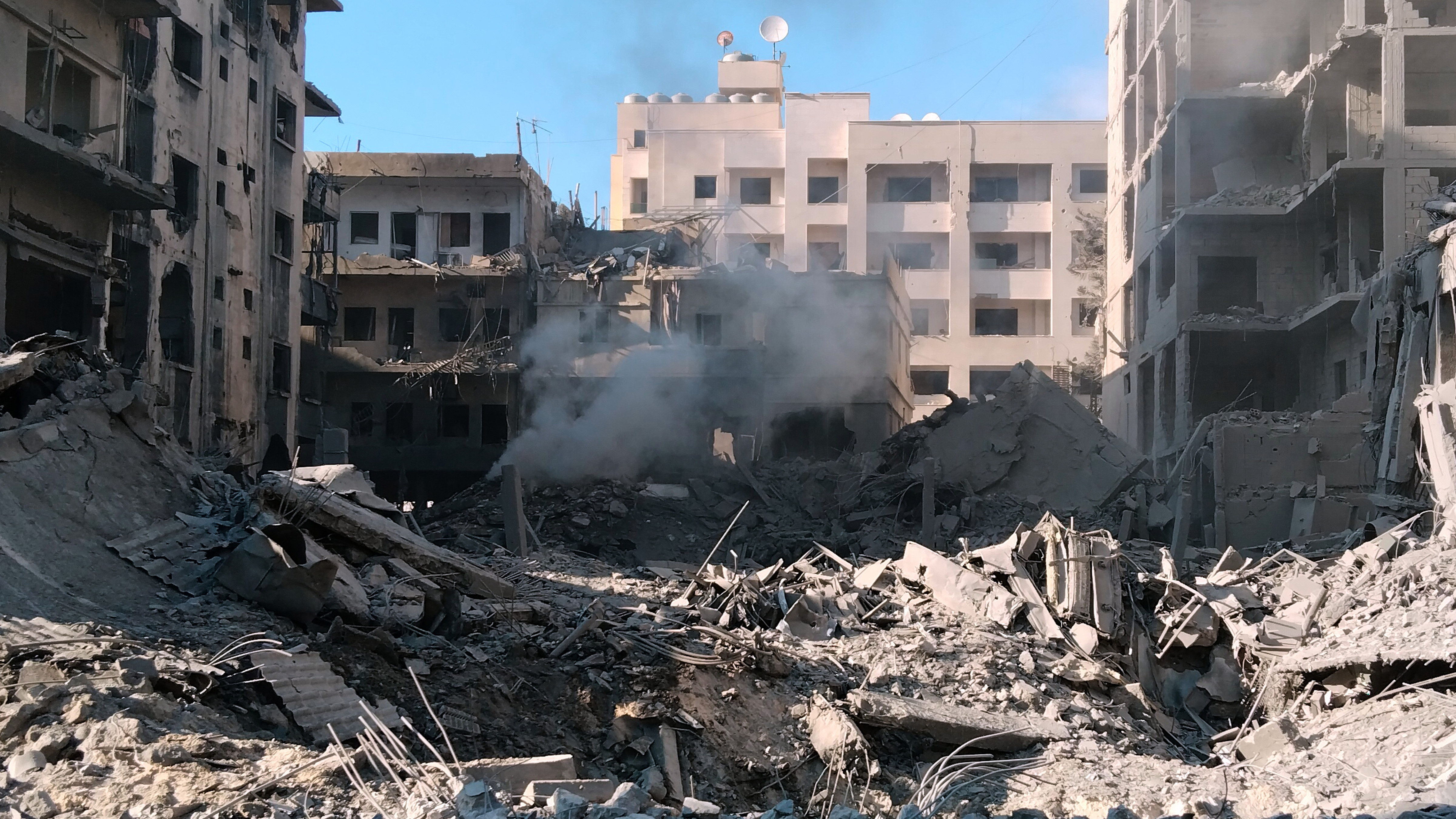 Destroyed buildings hit in Israeli airstrikes are seen in the southern port city of Tyre, Lebanon, Sunday, May 31, 2026.