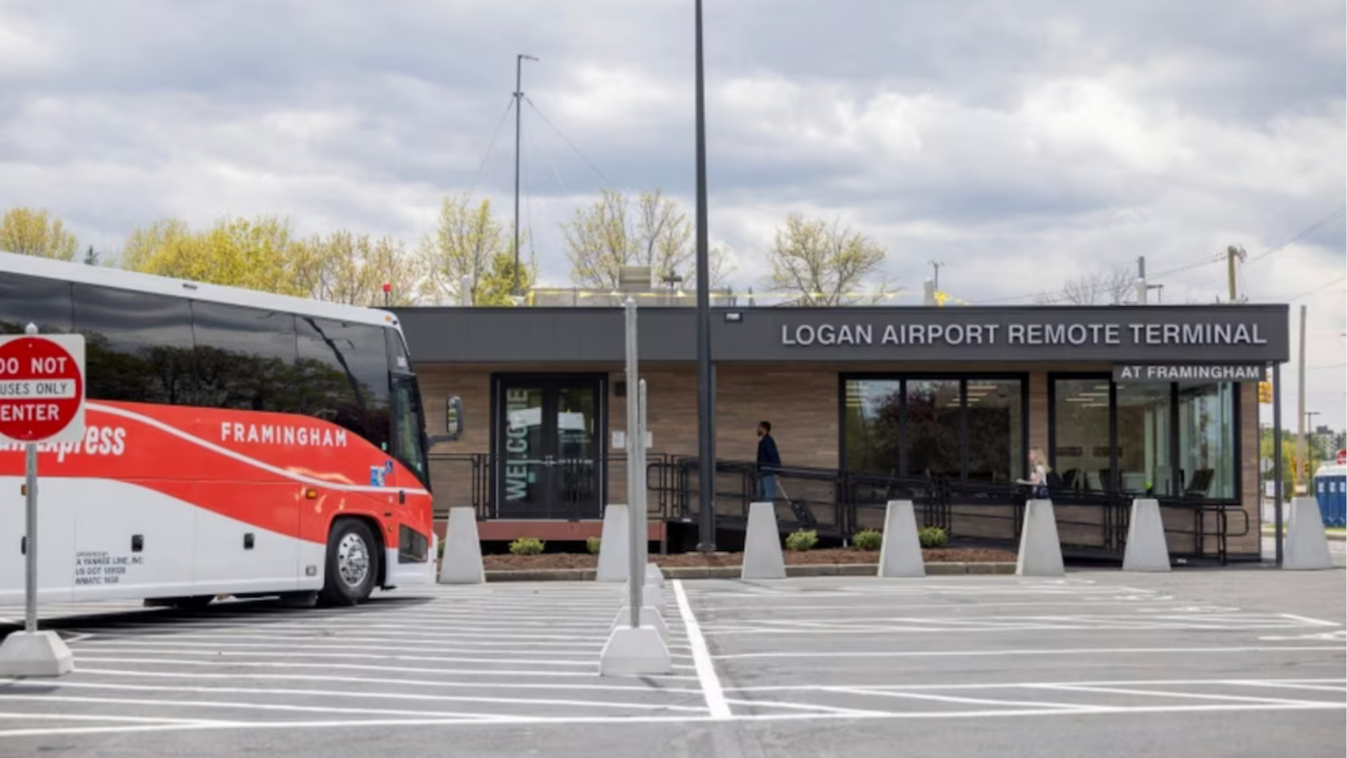 A first-of-its-kind pilot program allows travelers to go through TSA security in Framingham, board a dedicated secure bus, and arrive at Boston Logan airport beyond the security checkpoint.