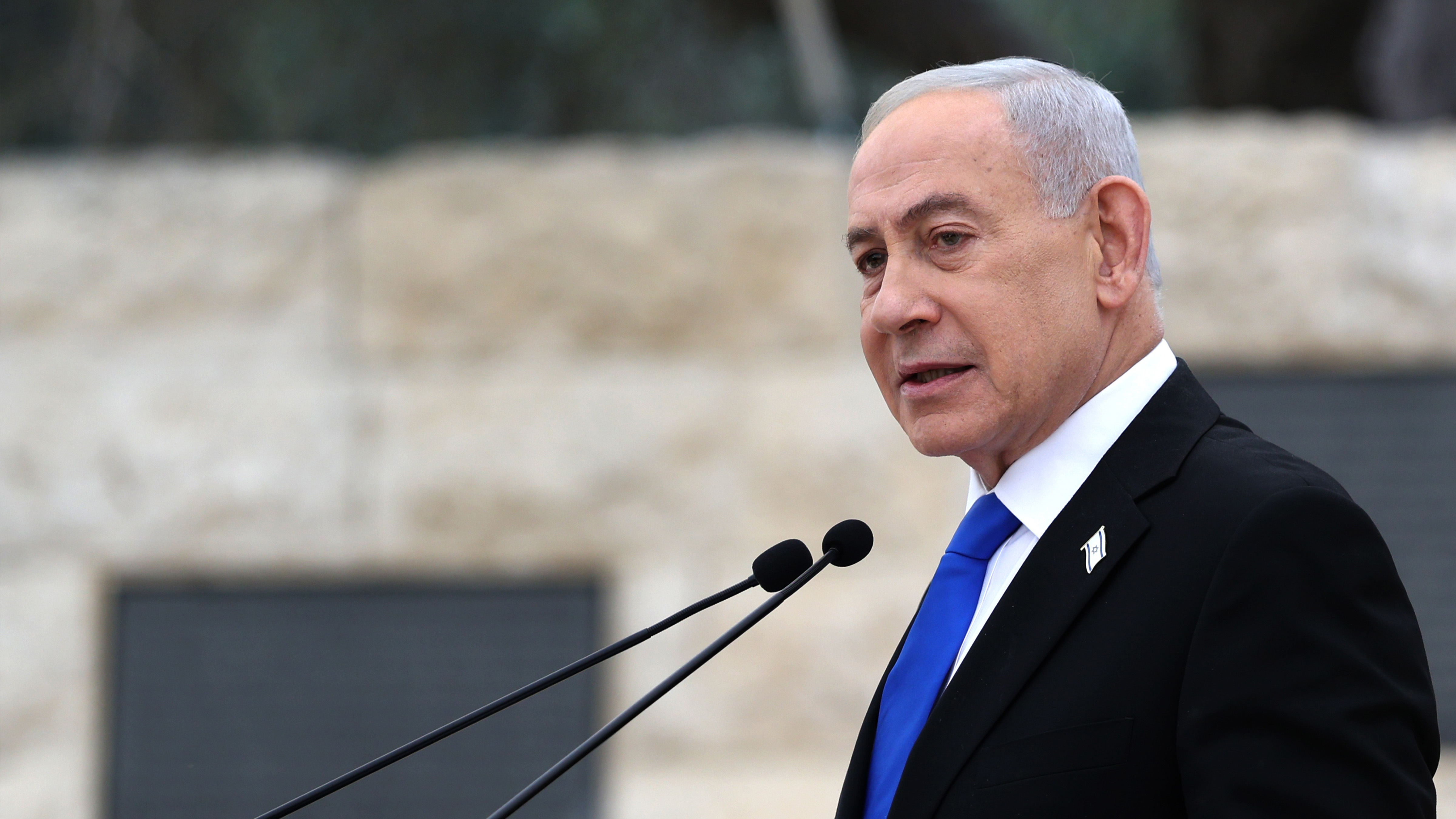 Israel's Prime Minister Benjamin Netanyahu attends a ceremony at the Military Cemetery on Mount Herzl in Jerusalem, April 21, 2026.