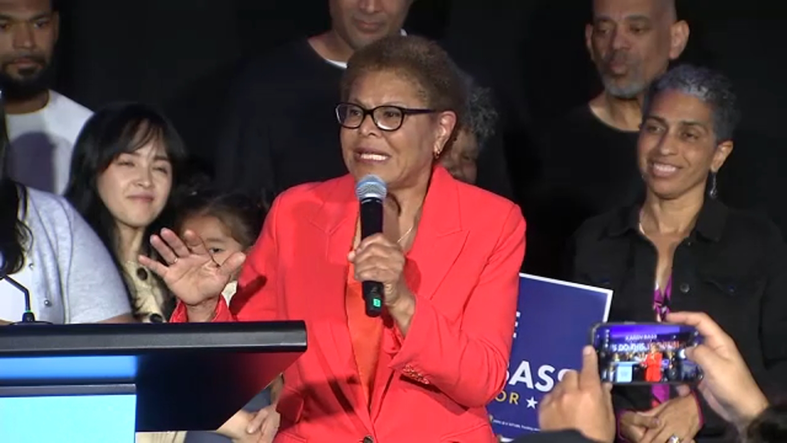 LA Mayor Karen Bass thanks supporters, predicts winning a second term