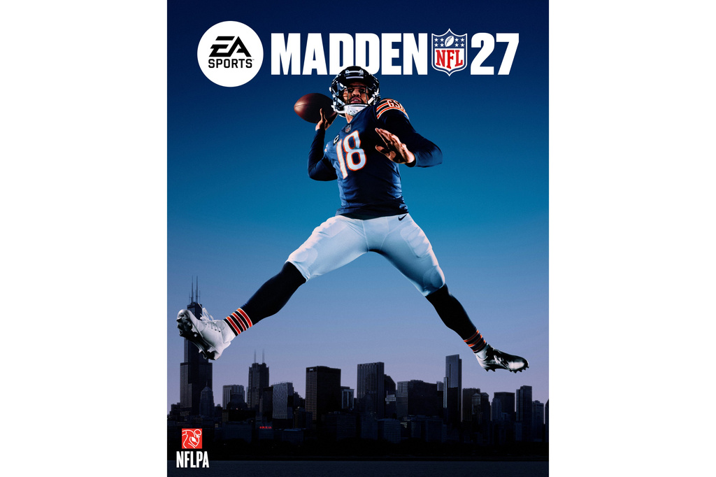 This image provided EA Sport shows Chicago Bears quarterback Caleb Williams on the cover of the Madden NFL 27 video game.