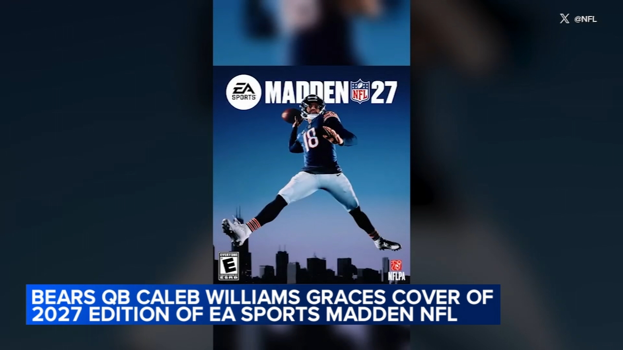 Caleb Williams strikes jump-throw pose for Madden NFL 27 cover