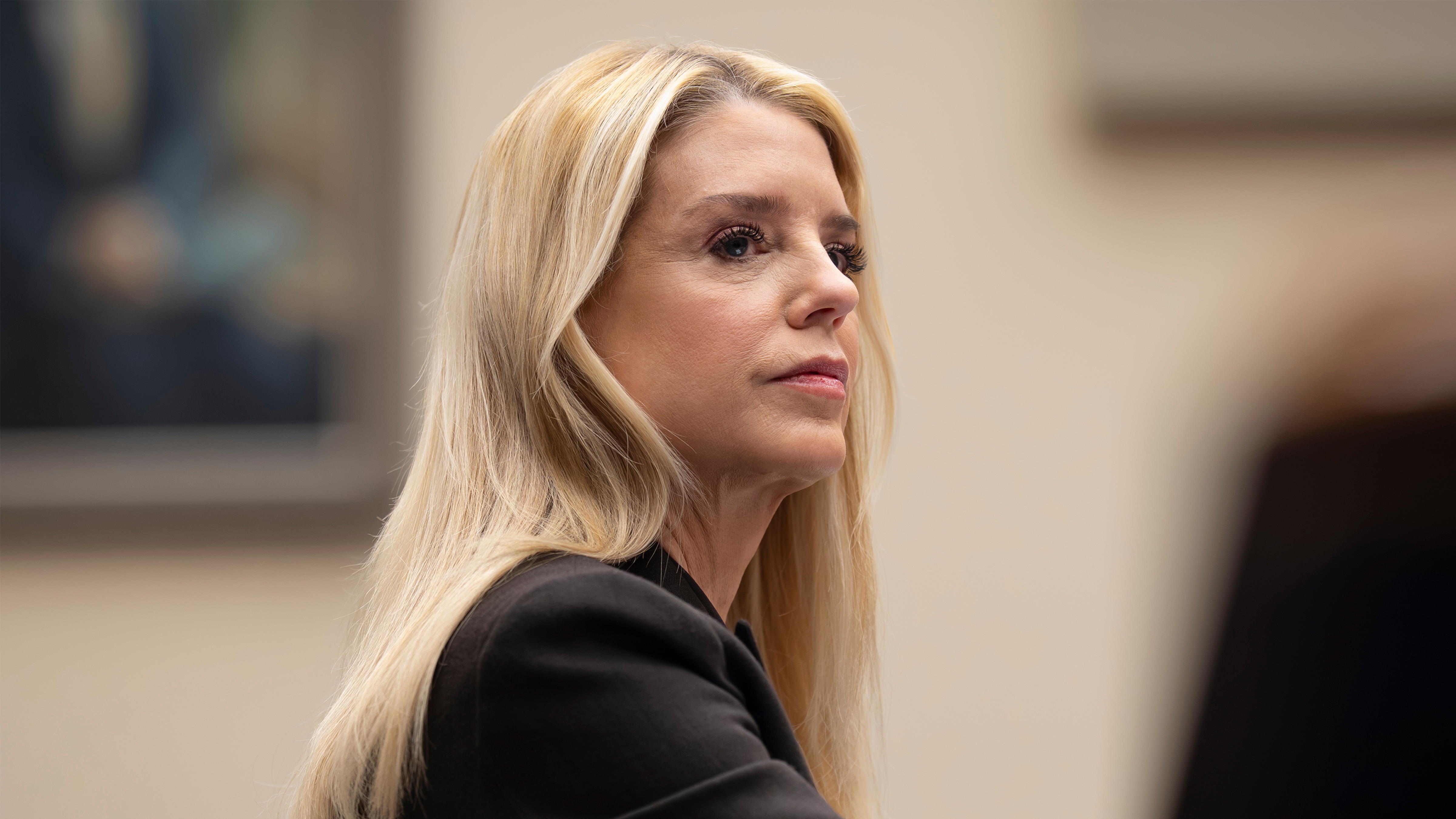 Attorney General Pam Bondi faces questions in the House Judiciary Committee over the Justice Department's handling of files related to convicted sex offender Jeffrey Epstein, at the Capitol in Washington, Feb. 11, 2026.