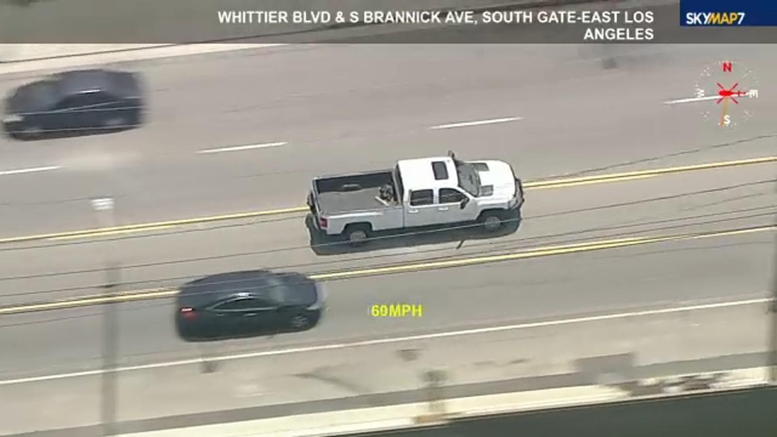 Police chasing alleged carjacking suspect in a pickup truck in Los Angeles