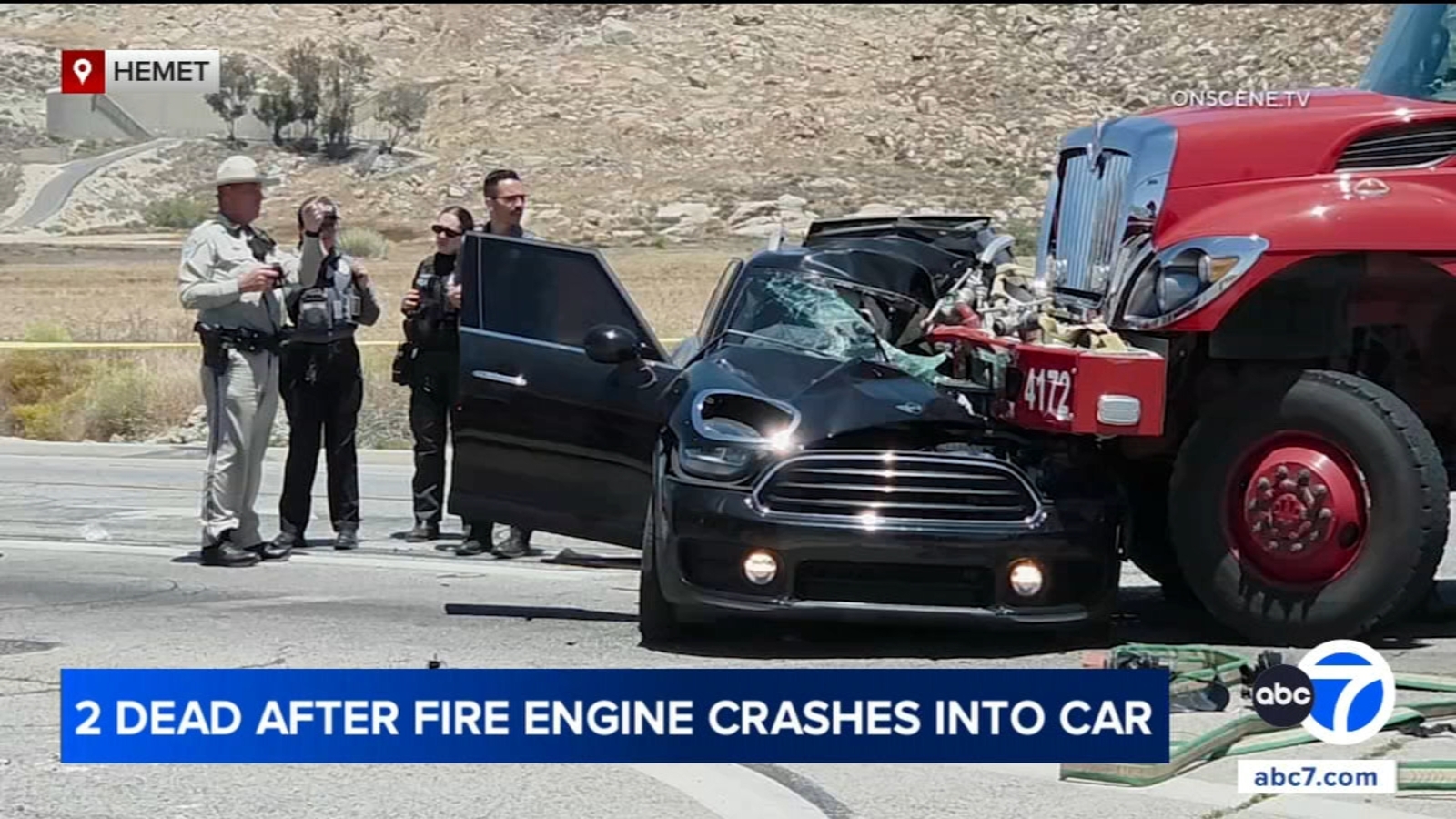 Child and Driver Killed in Hemet Crash With Fire Engine; Three Firefighters Injured