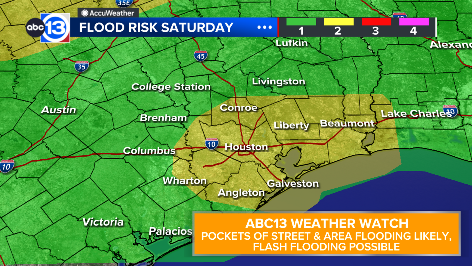 ABC13 Weather Watch through Saturday for street flooding risk