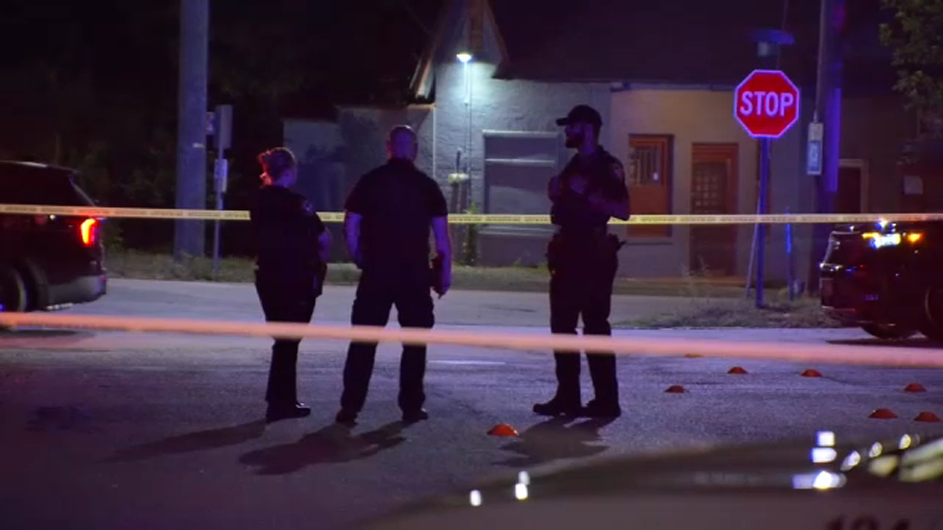 Police work the scene of a shooting that left a child seriously injured on S. Hoover Road.